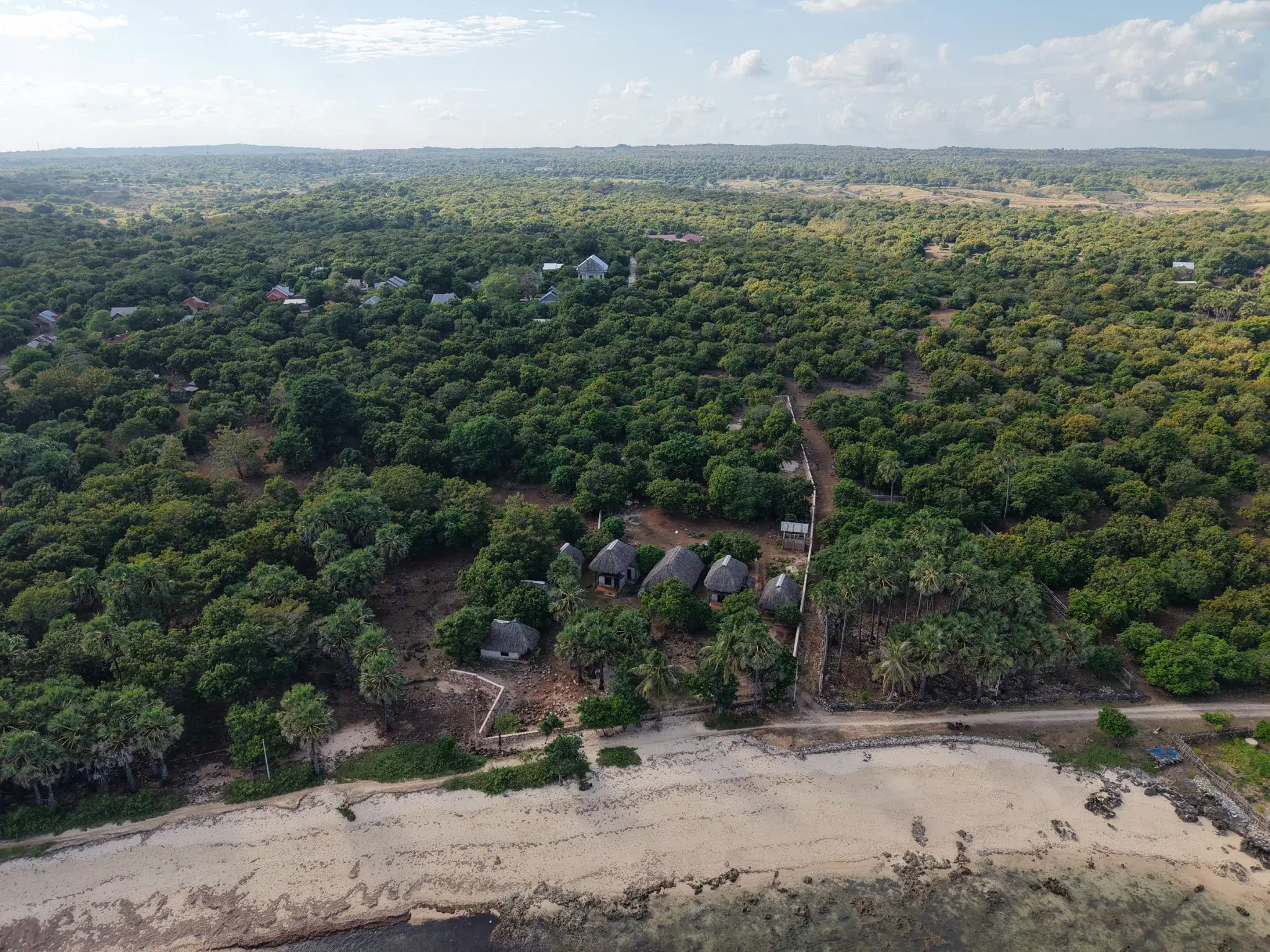 Aerial view inland across Rote's west coast interior from above the parcel